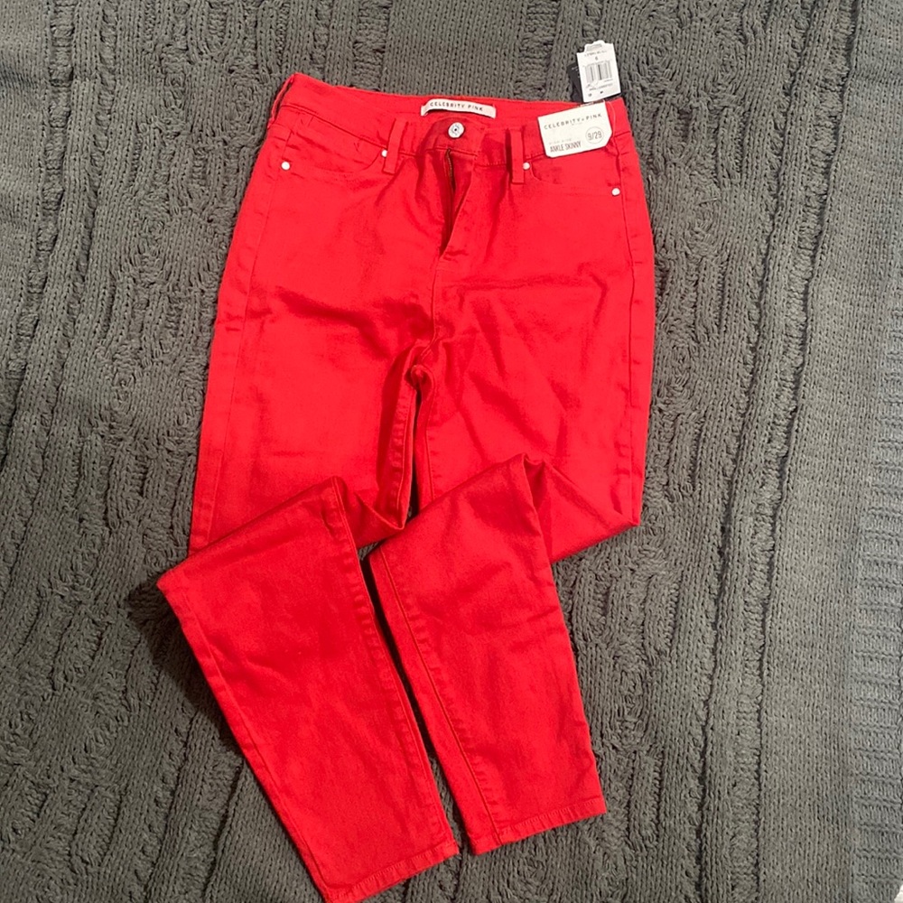Celebrity Pink High Rise Ankle skinny Red jeans